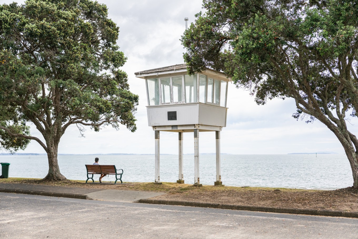 A lifeguard tower on the beach.