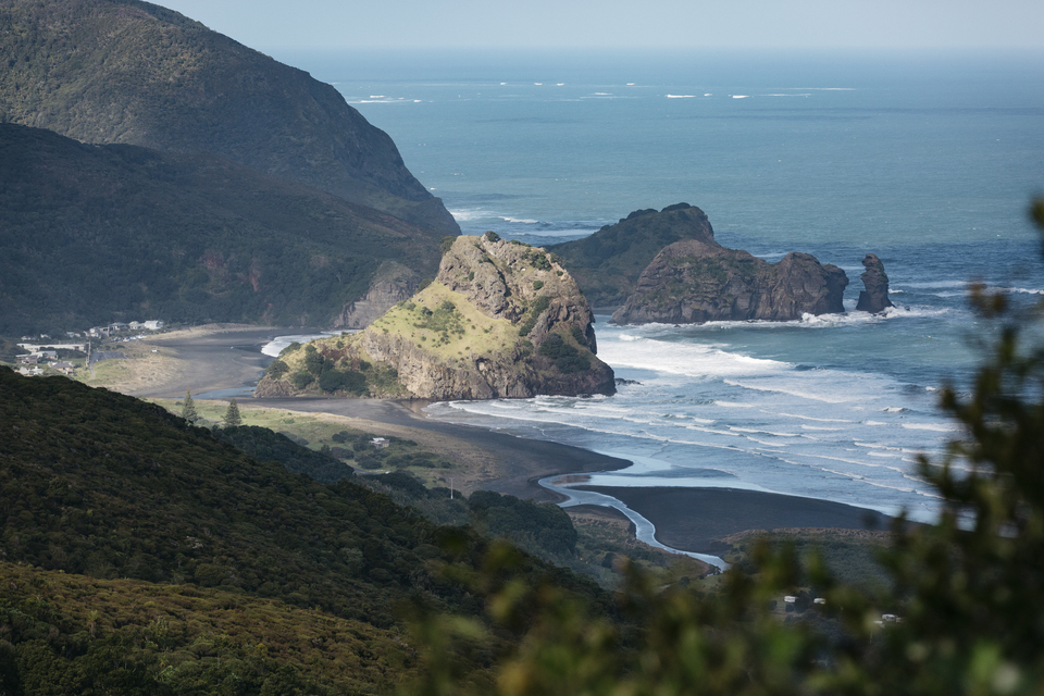 A coastal view of a seasisde beach. 