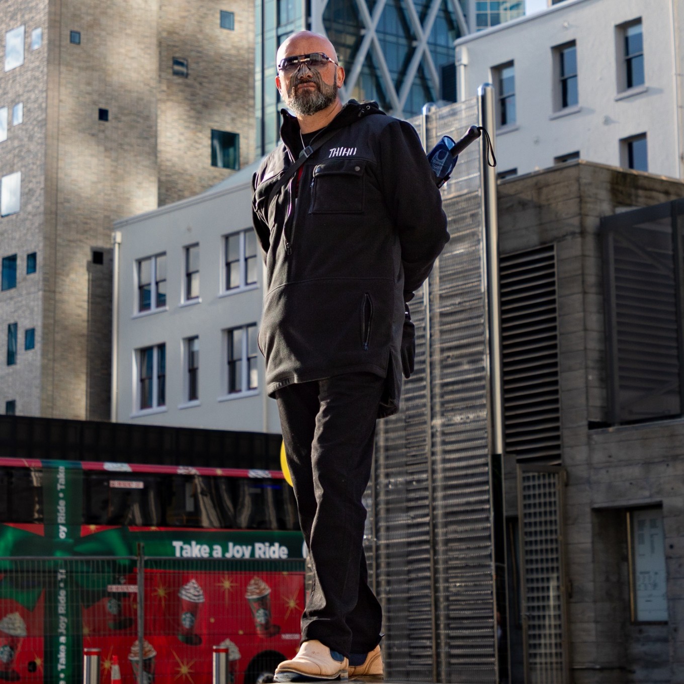 Graham Tipene standing in the Auckland City Centre.