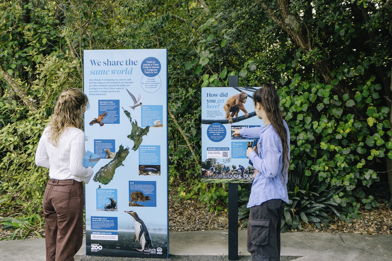 Climate signs trail at the Auckland Zoo. 