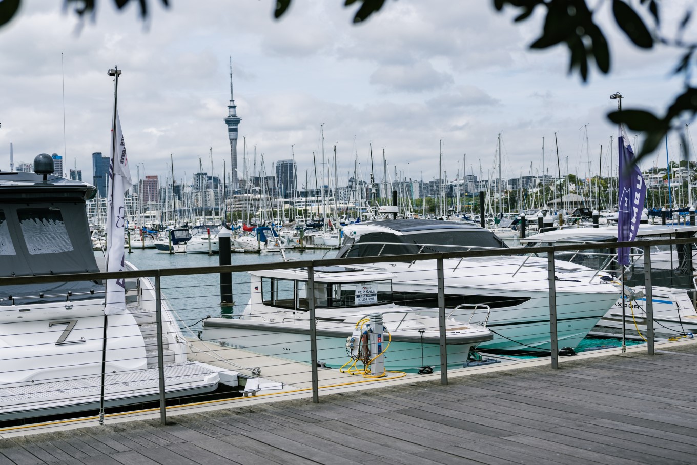 Boats docked at the wharf. 