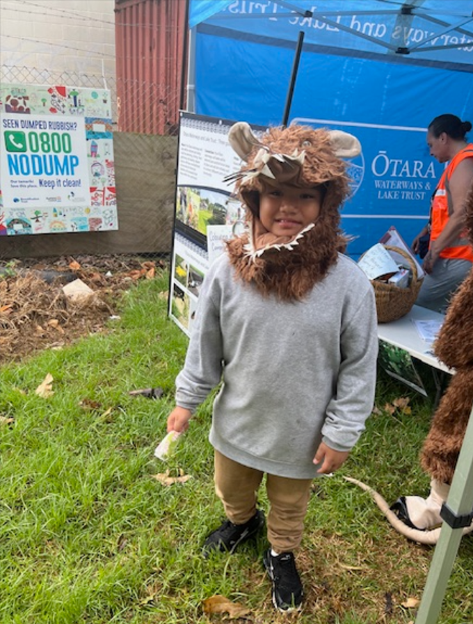 Young child with the mask on