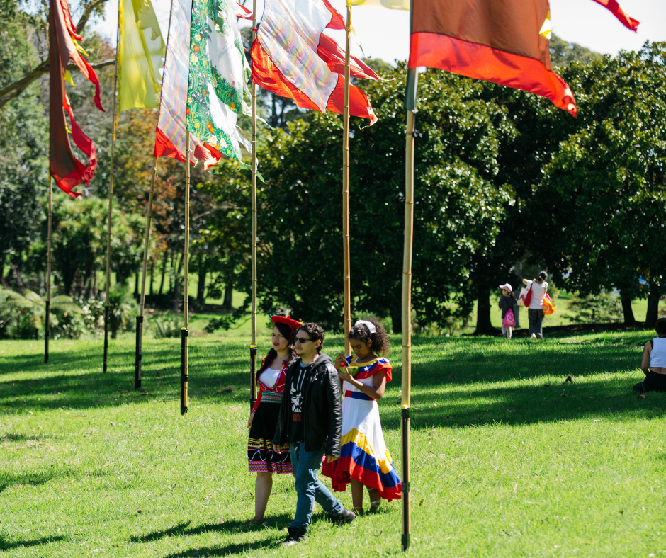 People in cultural attire. 