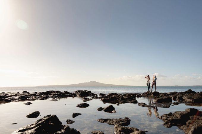 Two women enjoying a coastal walk