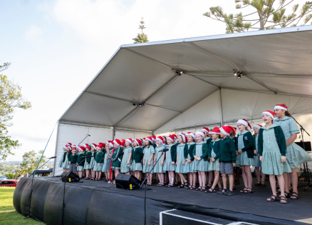 School kids doing Christmas performance.