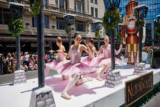 Ballerinas on Christmas parade float