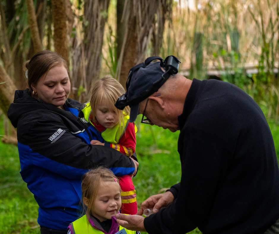 Bug showing to children.