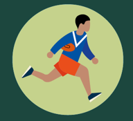 graphic illustration of a person running.