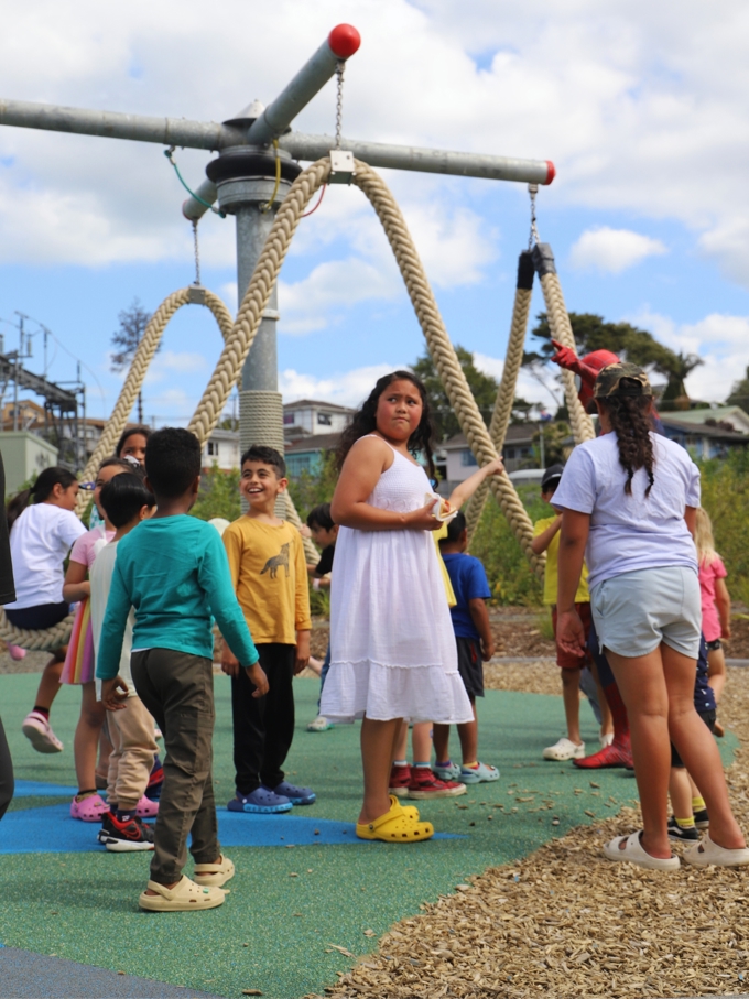 Kids playing at a local playground