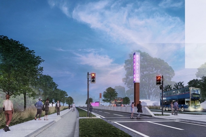 Artist Impression Of A Bus Station On Ti Rakau Dr At Dusk (1)