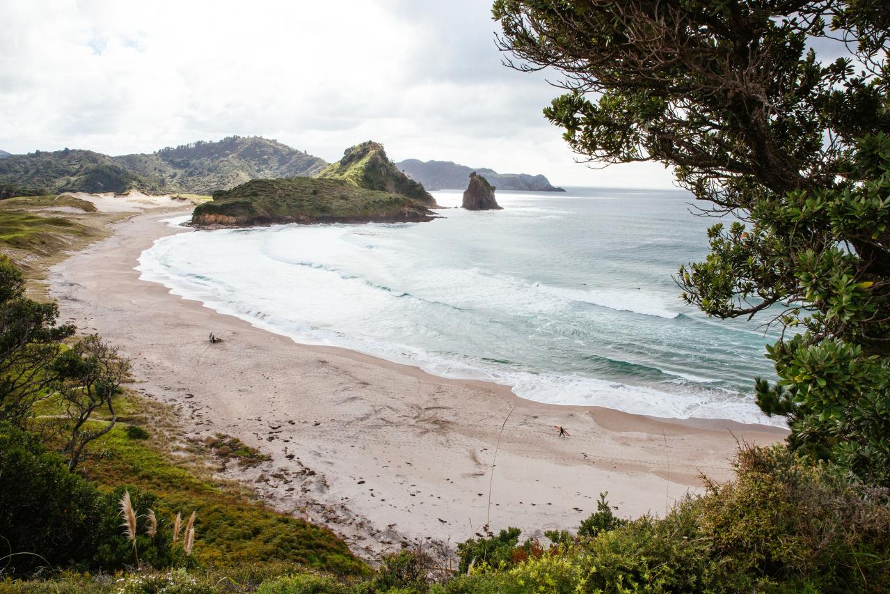 A coastal seaside area. 