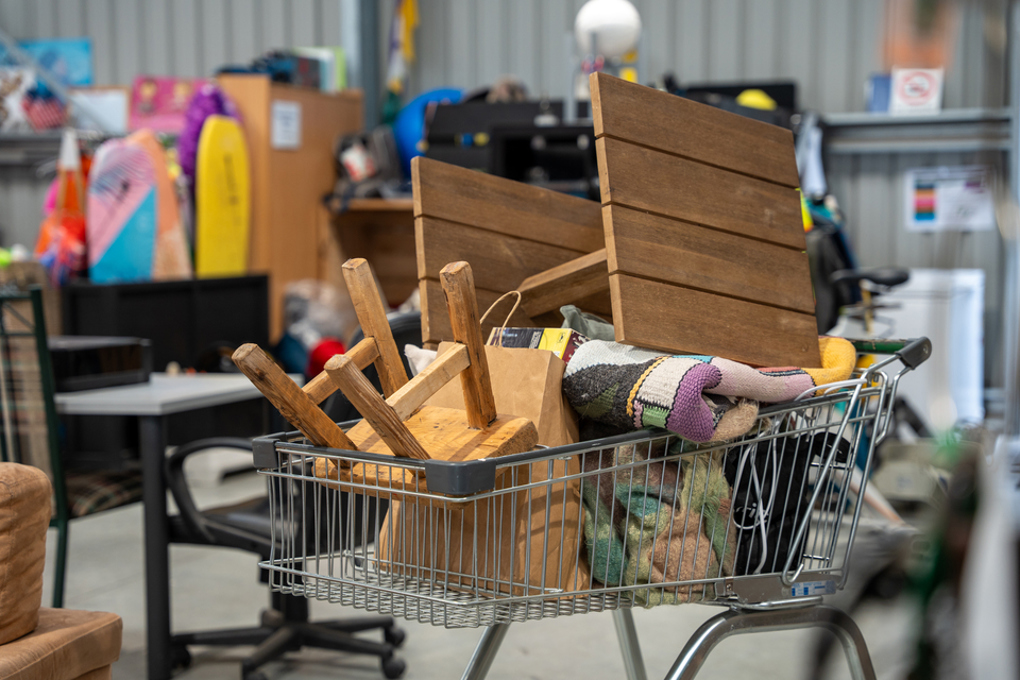 A trolley cart of secondhand items