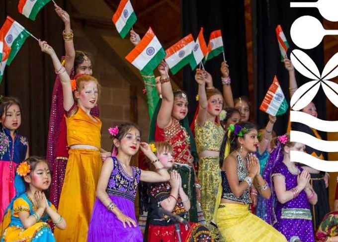 A group of children celebrating India