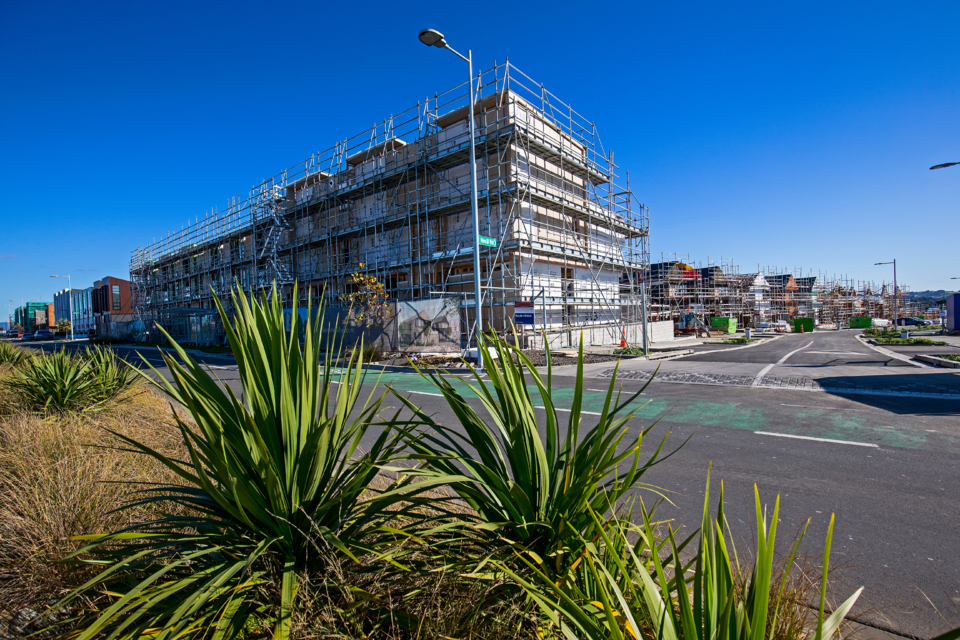 A building under construction. 