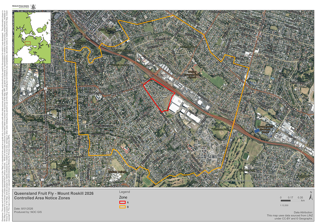 Fruit fly notice alert map. 