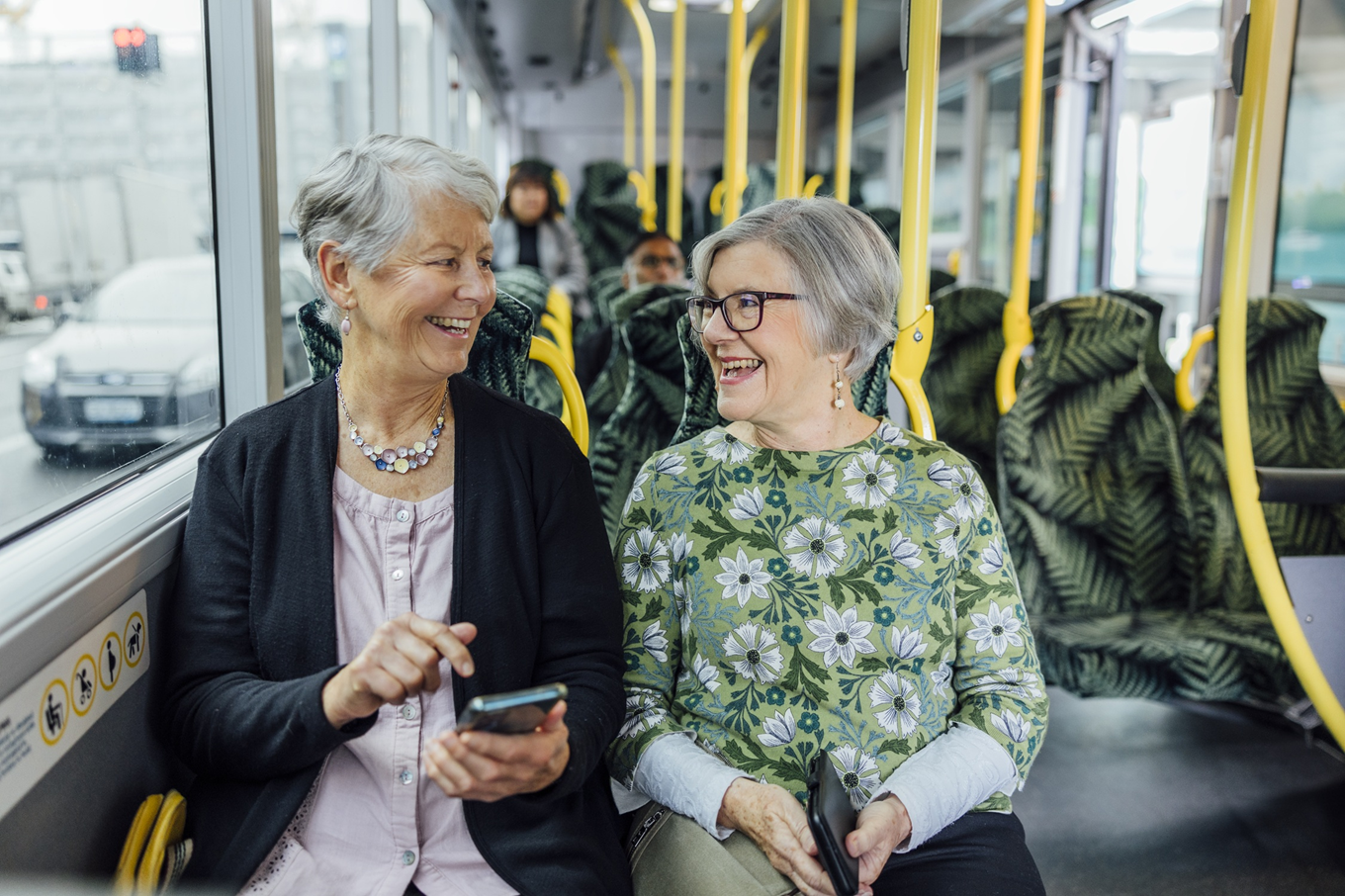 Senior citizens on the bus. 