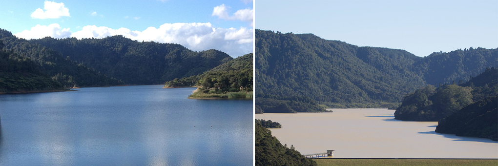 Watercare Hunua dam before and after