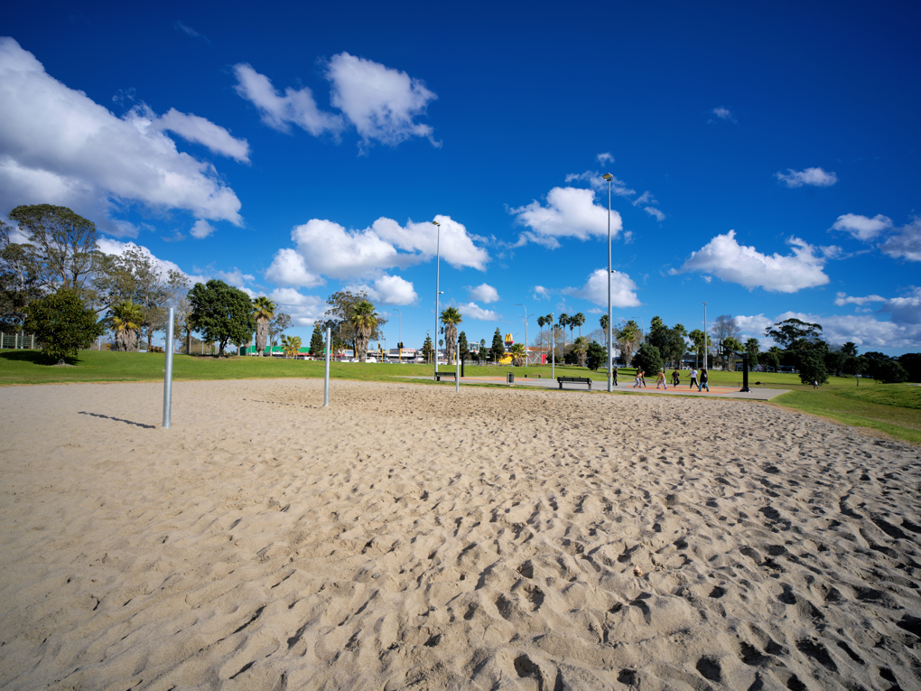 A sandpit to play volleyball on