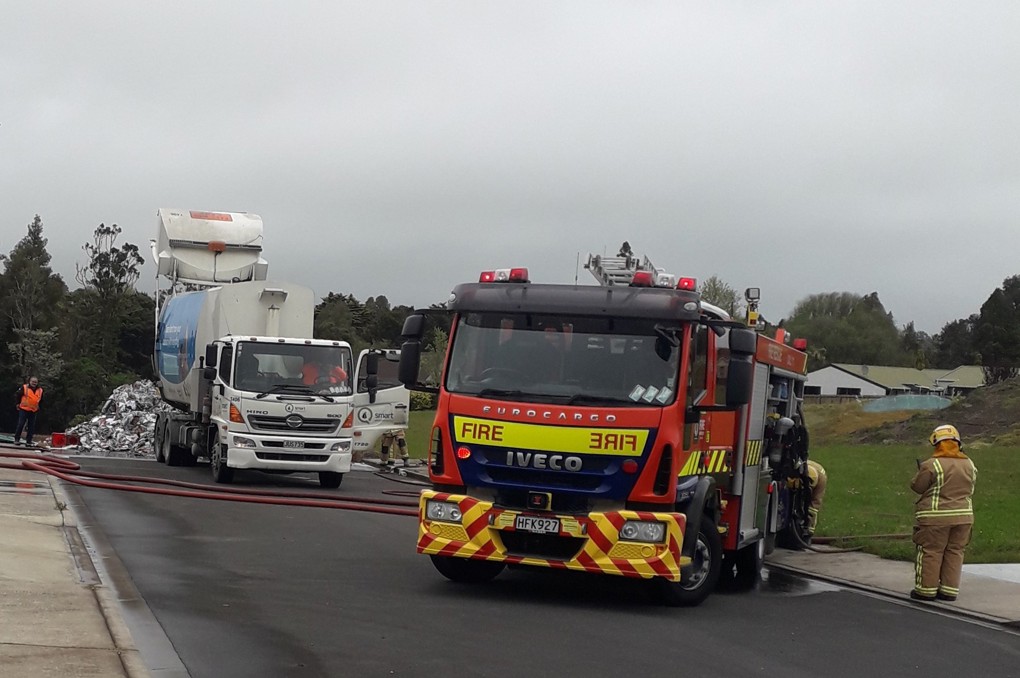 Recycling truck blazes on the rise