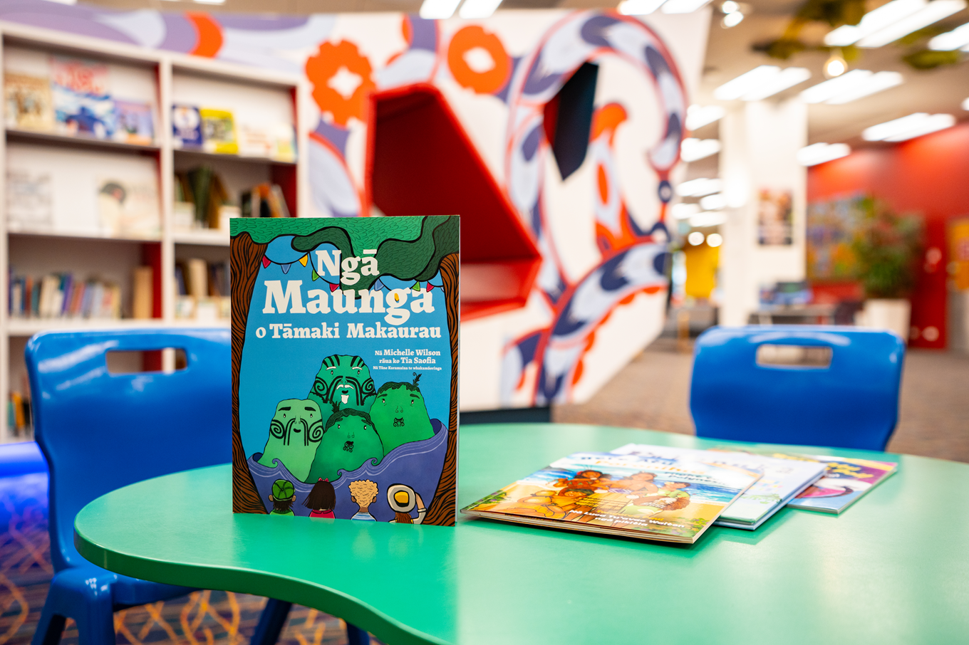 Māori books in a local library. 