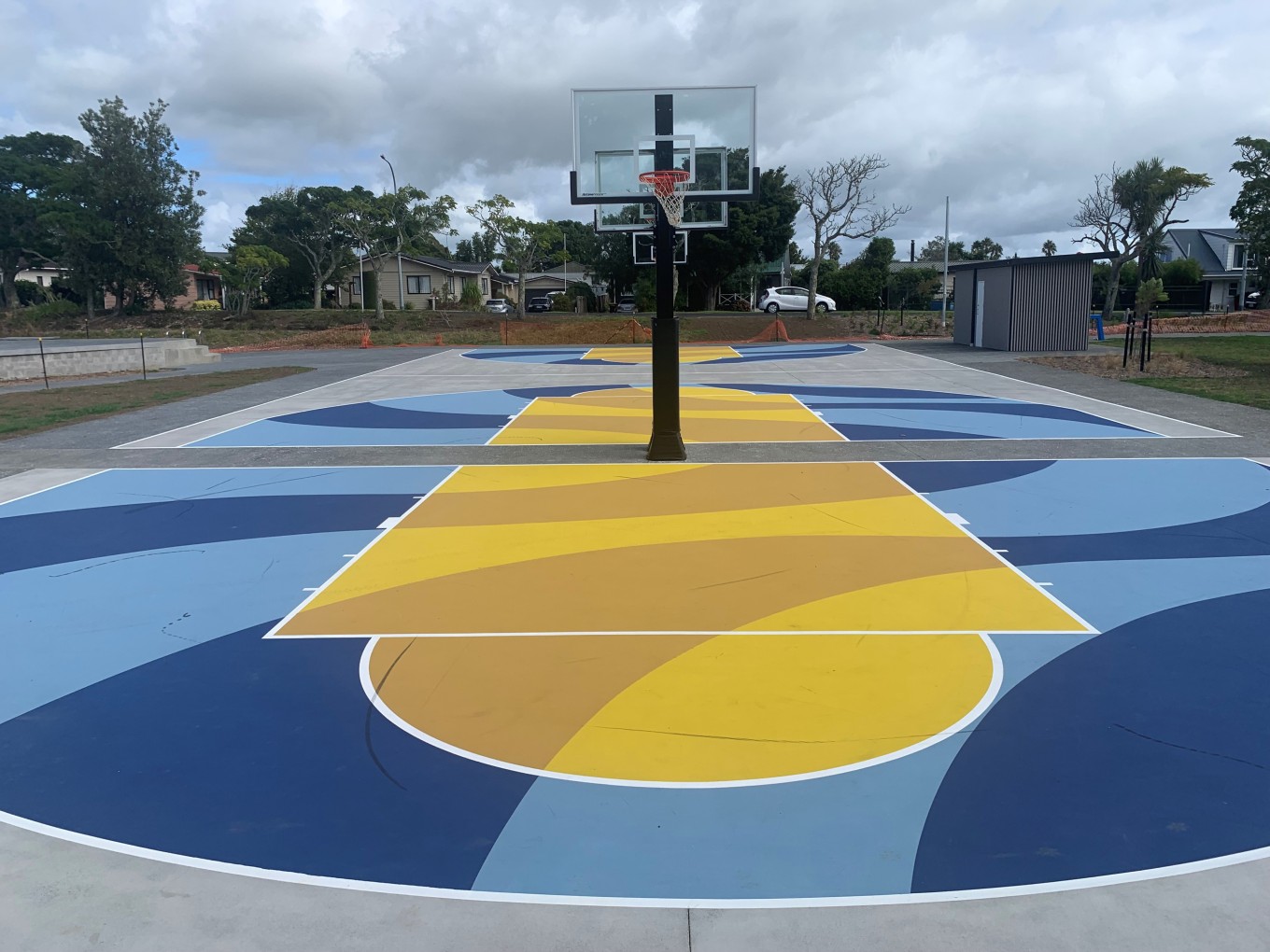 A local basketball hoop. 