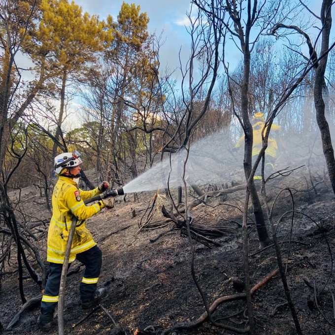 A firefighter from the Muriwai Volunteer Brigade