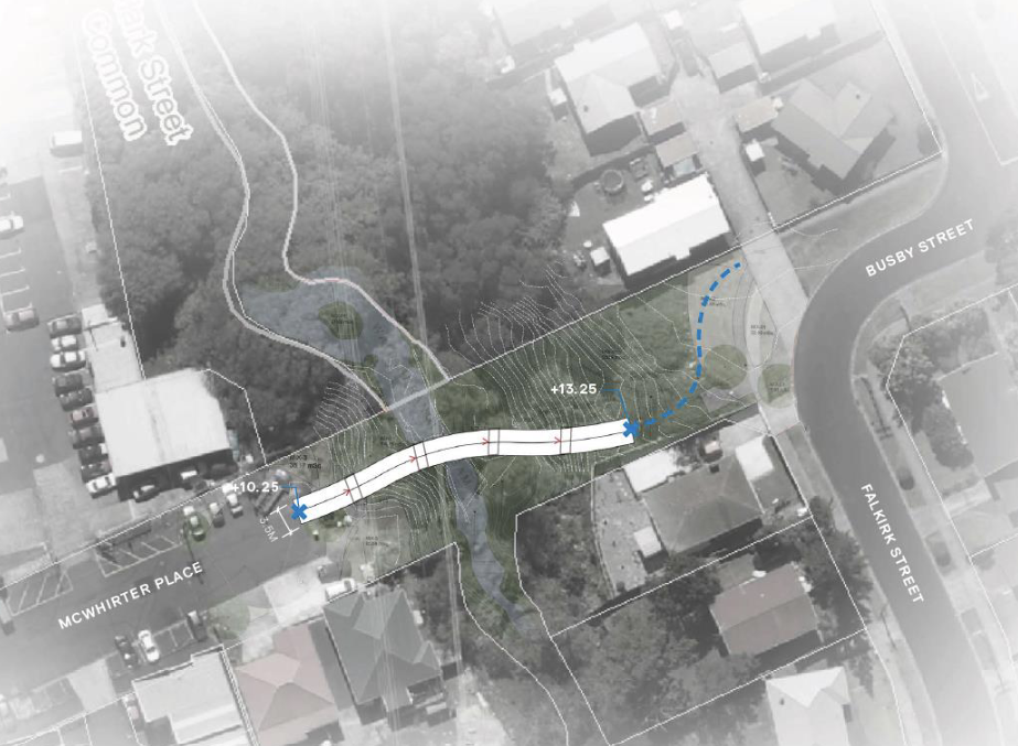 An overview of a proposed pedestrian bridge. 
