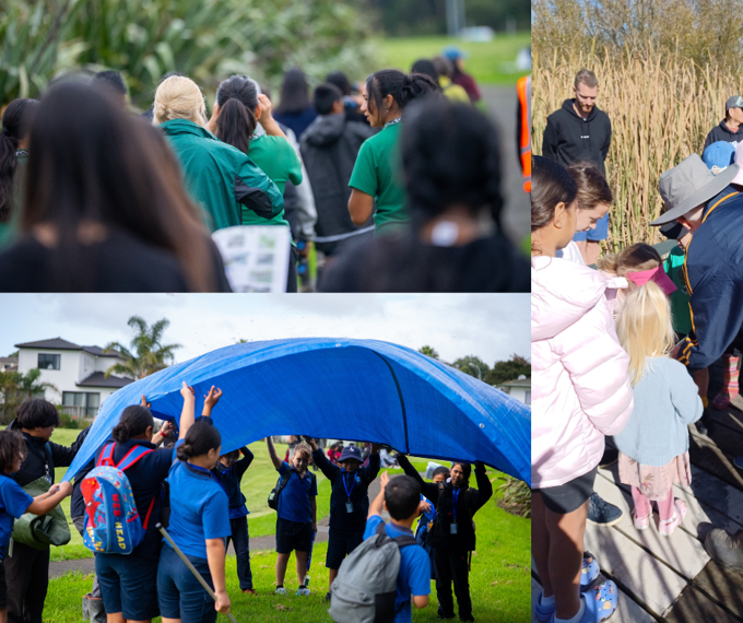 School kids helping with community event