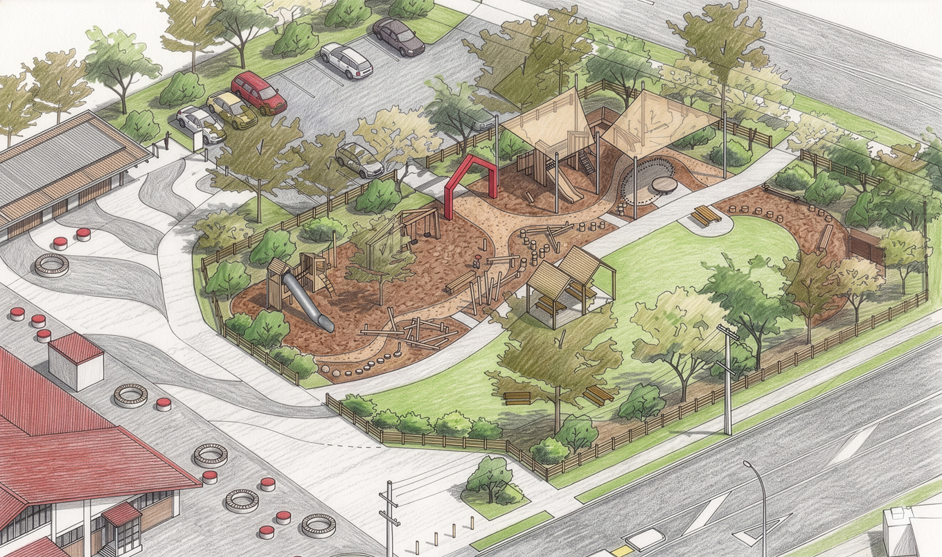 Clevedon Village concept plan render - pedestrian entrance.