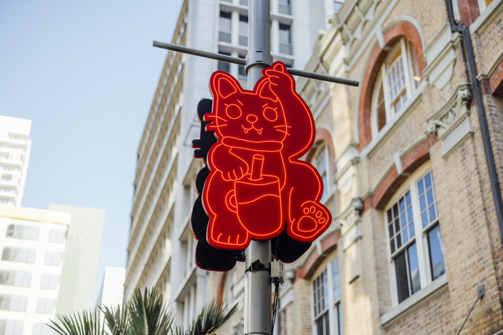 Lucky Cat sign in Darby St